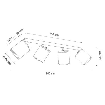 Bodové svítidlo BENITA 4xE27/25W/230V bílá/dub – FSC certifikováno