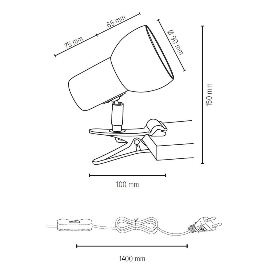 Lampa s klipem SVENDA 1xE27/60W/230V dub – FSC certifikováno