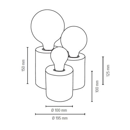 Stolní lampa VINCENT 3xE27/15W/230V bříza – FSC certifikováno