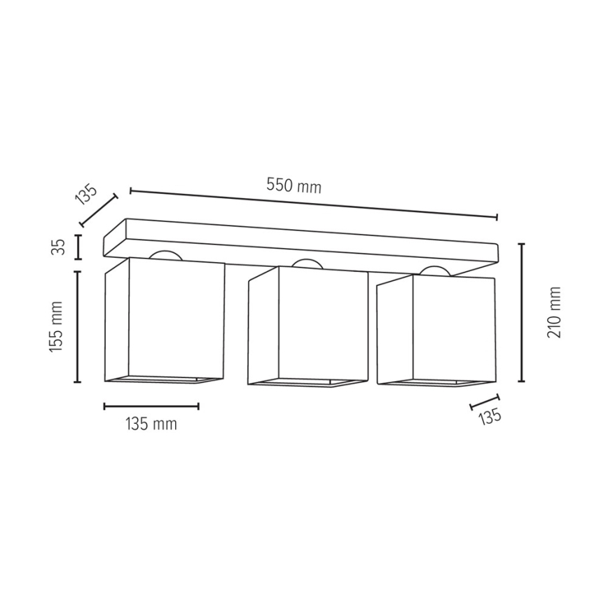 Stropní svítidlo INGER 3xE27/25W/230V dub – FSC certifikováno