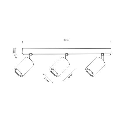 LED Stropní bodové svítidlo MATTI 3xGU10/5W/230V dub