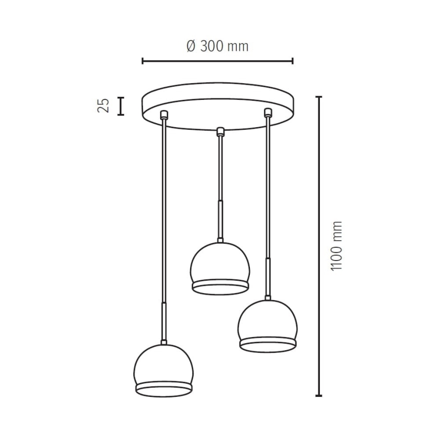 LED Lustr na lanku BALL WOOD 3xGU10/5W/230V buk