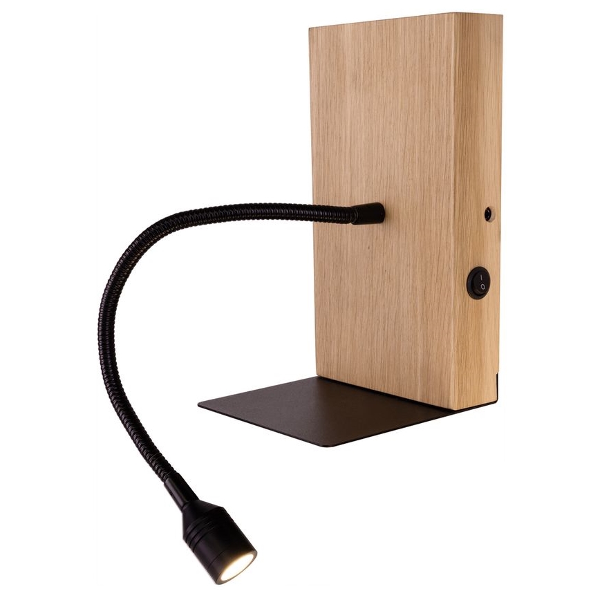 LED Nástěnné svítidlo LECTOR LED/2,5W/230V USB dub – FSC certifikováno