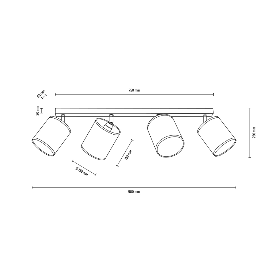 Stropní bodové svítidlo BOHO 4xE27/25W/230V dub – FSC certifikováno