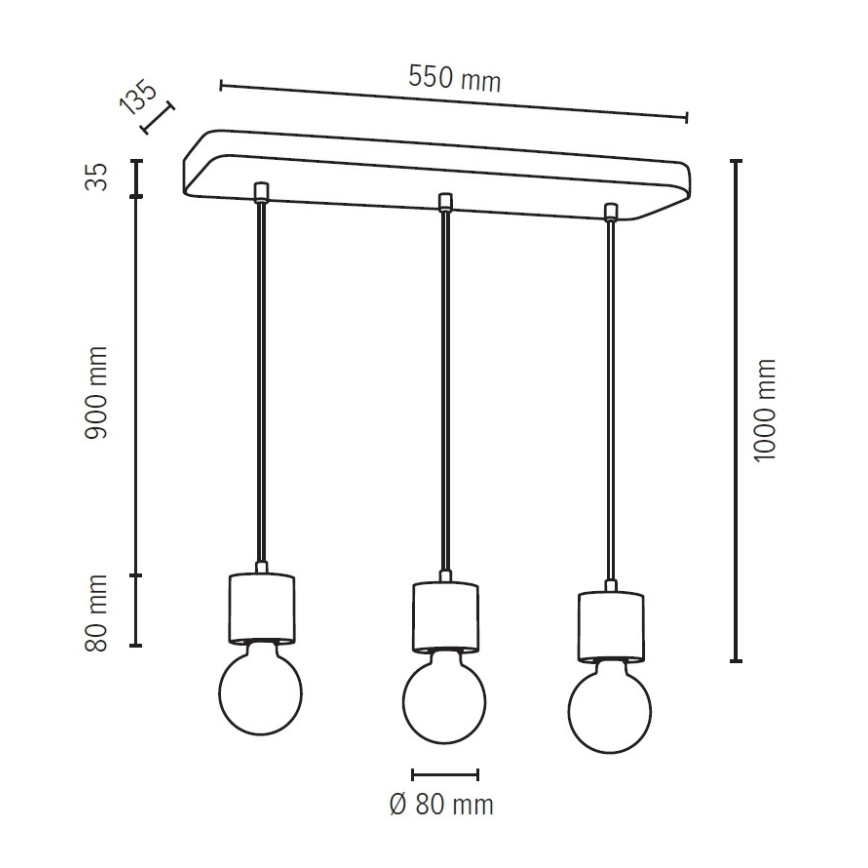 Lustr na lanku STRONG 3xE27/60W/230V beton