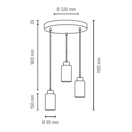 Lustr na lanku KARLA 3xE27/60W/230V beton