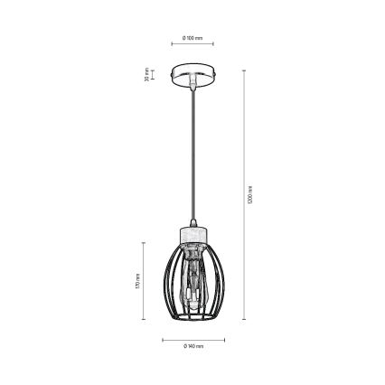 Lustr na lanku GUNNAR 1xE27/60W/230V dub