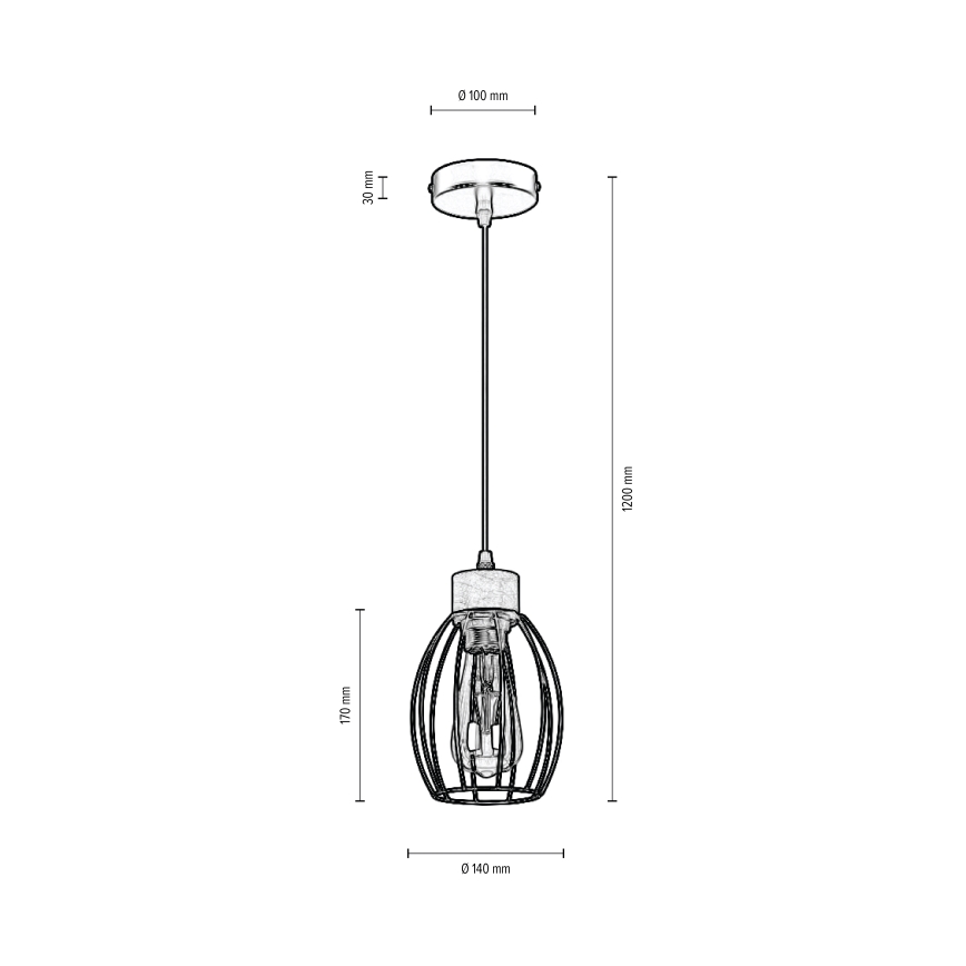 Lustr na lanku GUNNAR 1xE27/60W/230V dub – FSC certifikováno