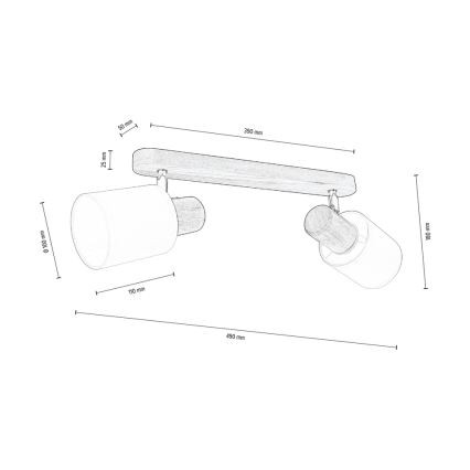 Stropní bodové svítidlo TRENDY 2xE27/15W/230V borovice