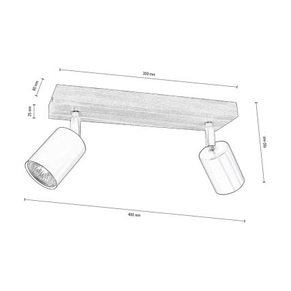 Stropní bodové svítidlo MANARA 2xGU10/5W/230V borovice – FSC certifikováno