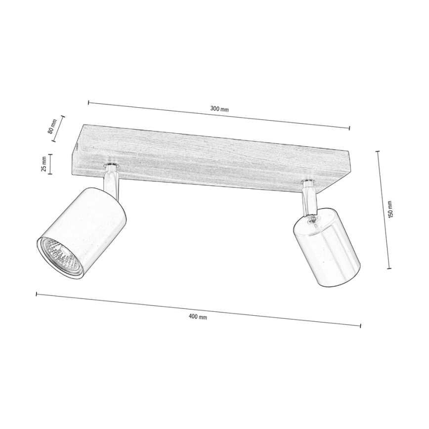 Stropní bodové svítidlo MANARA 2xGU10/5W/230V borovice – FSC certifikováno