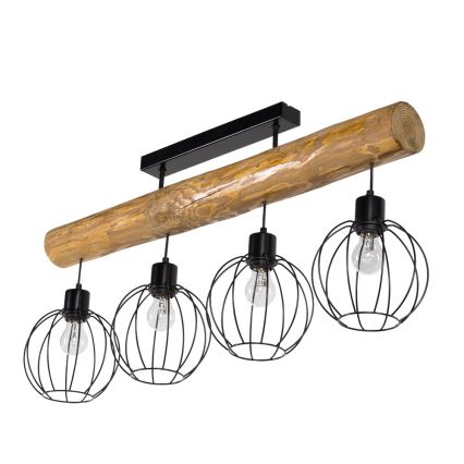 Přisazený lustr BERIS 4xE27/25W/230V borovice