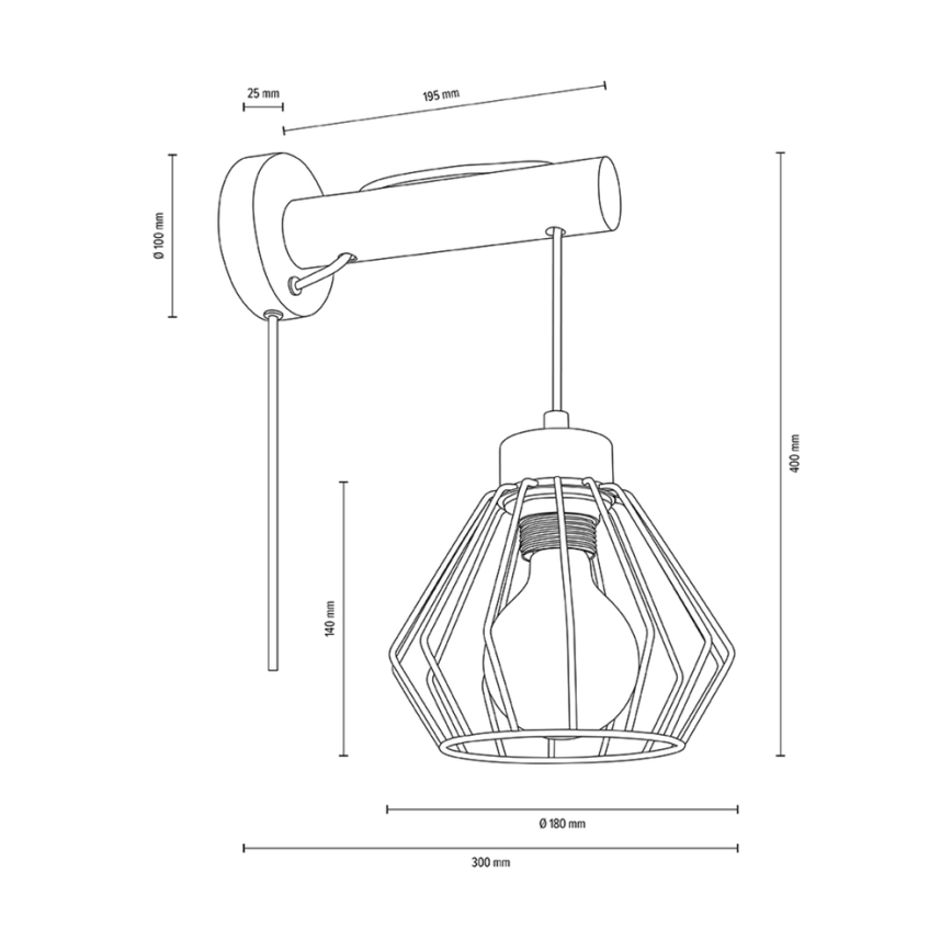 Nástěnná lampa MUG 1xE27/15W/230V borovice – FSC certifikováno