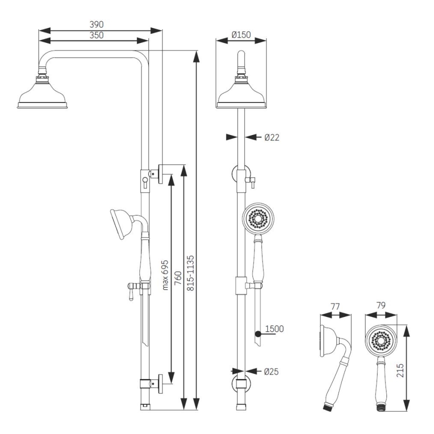 Sprchová sada AEROSKOBING mosaz