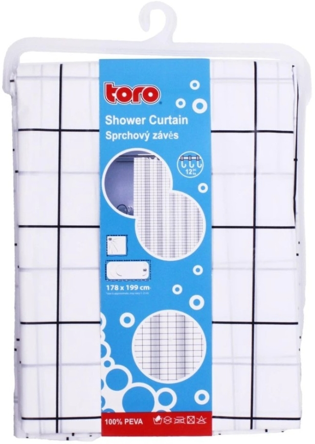 Sprchový závěs TORO EASY 178x199 cm bílá/černá