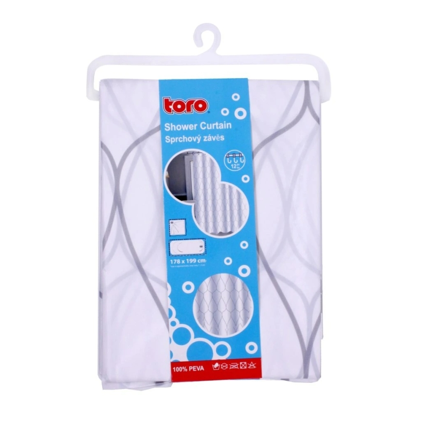 Sprchový závěs TORO EASY 178x199 cm bílá/šedá