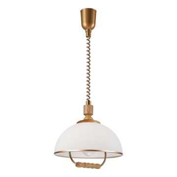Stahovací lustr RAMONA 1xE27/60W/230V hnědá/bílá/dub