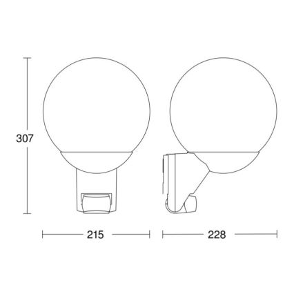 STEINEL 005535 - Venkovní nástěnné svítidlo se senzorem L585S 1xE27/60W černá IP44