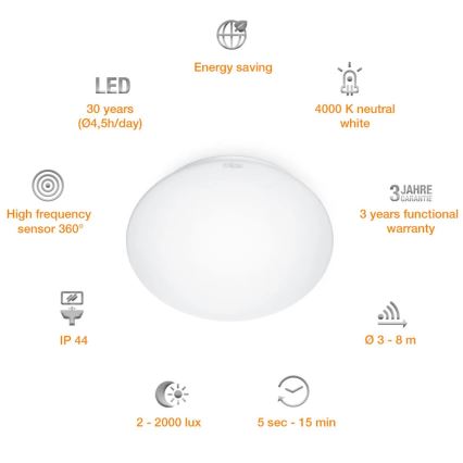 STEINEL 008383 - LED Koupelnové svítidlo se senzorem RS16LED LED/9,5W/230V IP44