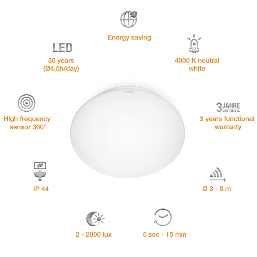 STEINEL 008383 - LED Koupelnové svítidlo se senzorem RS16LED LED/9,5W/230V IP44