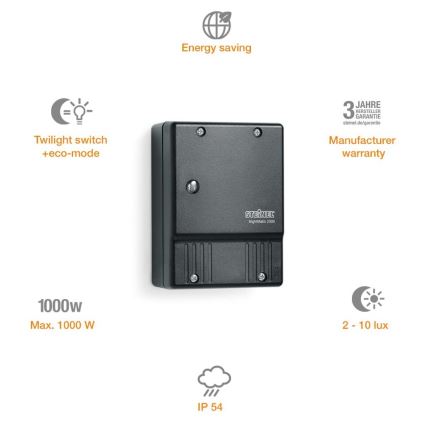 STEINEL 550318 - Soumrakový spínač NightMatic 2000 černá IP54