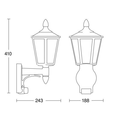 Steinel 617813 - Venkovní senzorové nástěnné svítidlo L 15 1xE27/60W/230V IP44