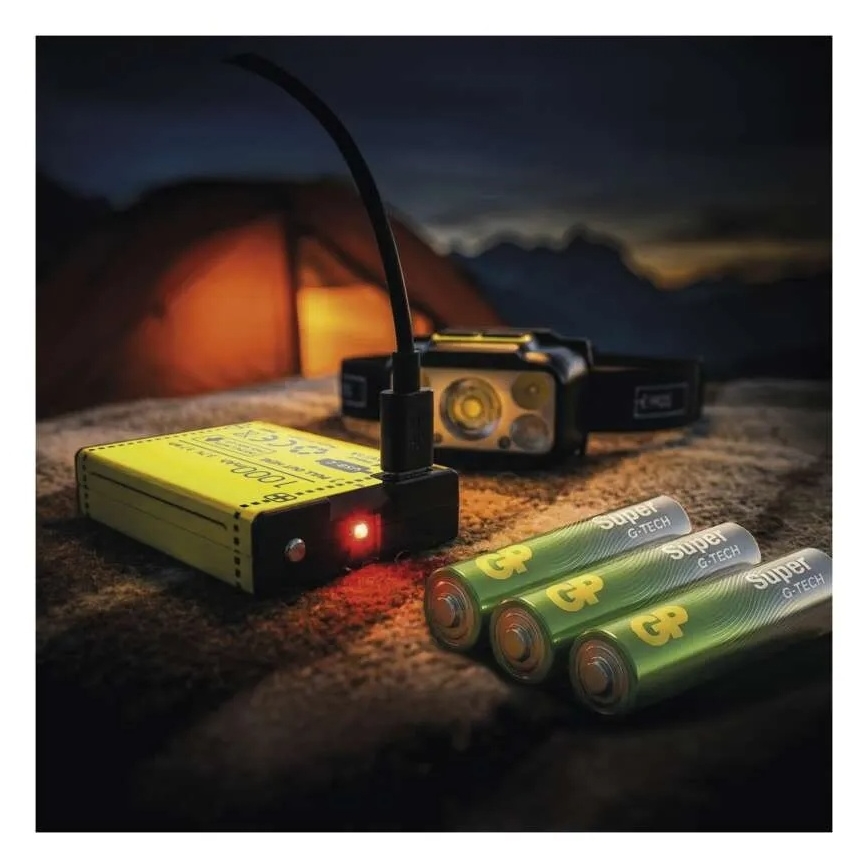 Stmívatelná nabíjecí čelovka LED/3xAAA/1000 mAh 3,7V
