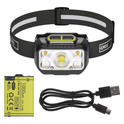 Stmívatelná nabíjecí čelovka LED/3xAAA/1000 mAh 3,7V