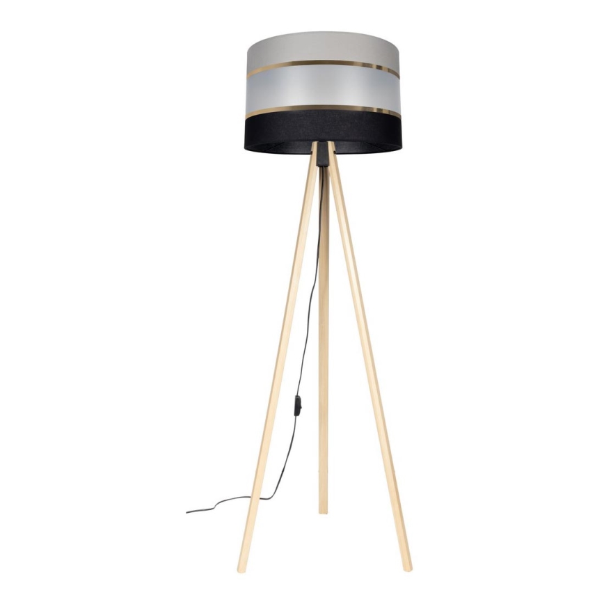 Stojací lampa CORAL 1xE27/60W/230V béžová/černá/šedá/zlatá