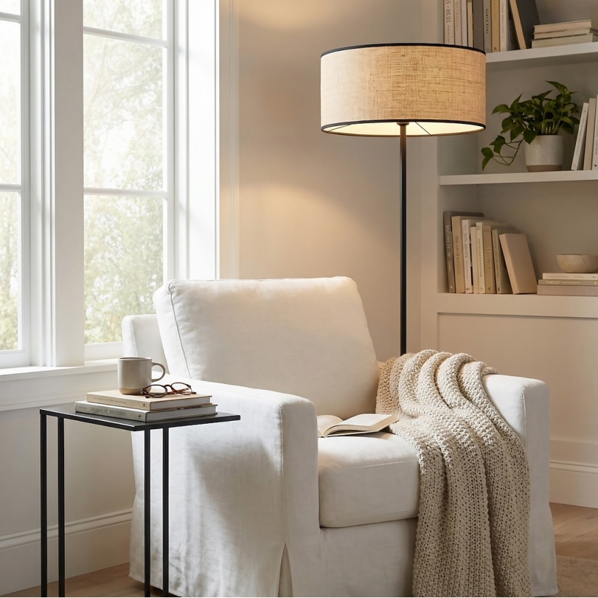 Stojací lampa ECO 1xE27/15W/230V béžová/ratan