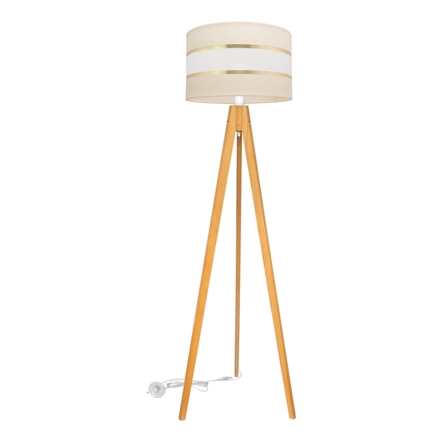 Stojací lampa HELEN 1xE27/15W/230V krémová/zlatá/dub