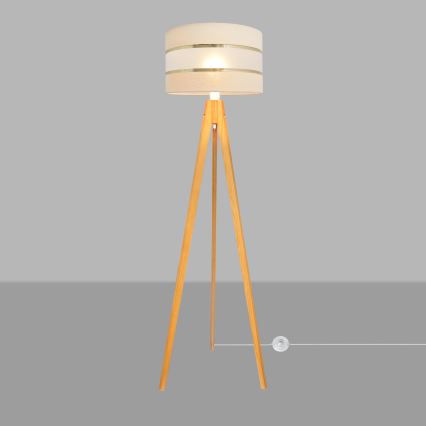 Stojací lampa HELEN 1xE27/15W/230V krémová/zlatá/dub