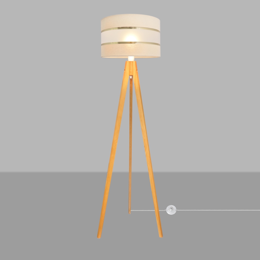 Stojací lampa HELEN 1xE27/15W/230V krémová/zlatá/dub