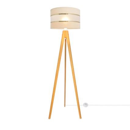Stojací lampa HELEN 1xE27/15W/230V krémová/zlatá/dub