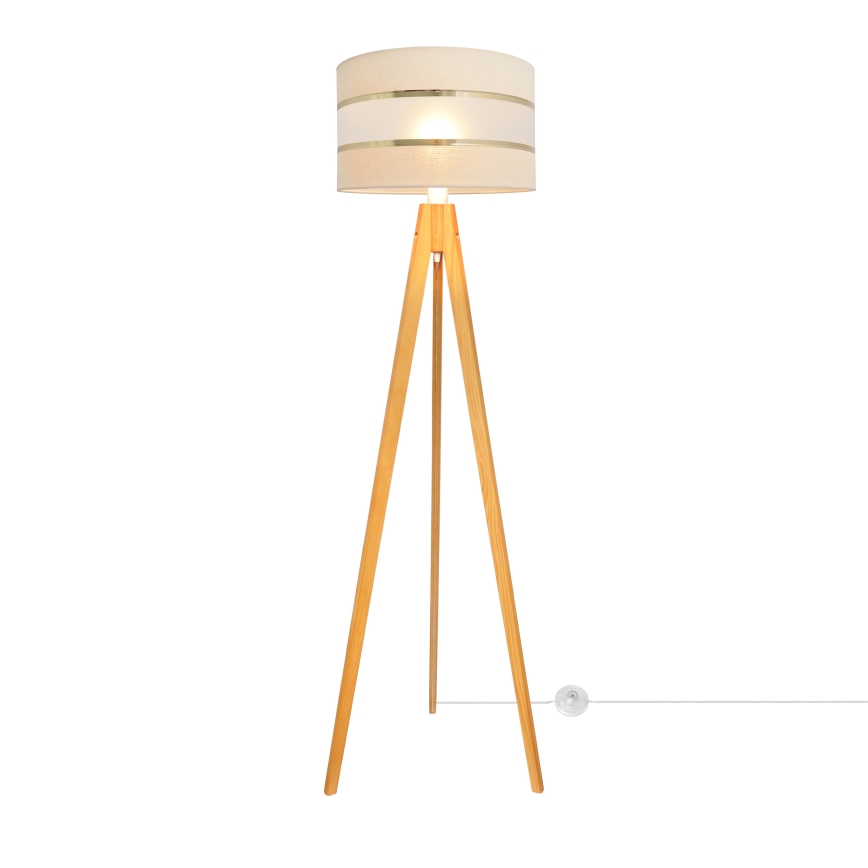 Stojací lampa HELEN 1xE27/15W/230V krémová/zlatá/dub
