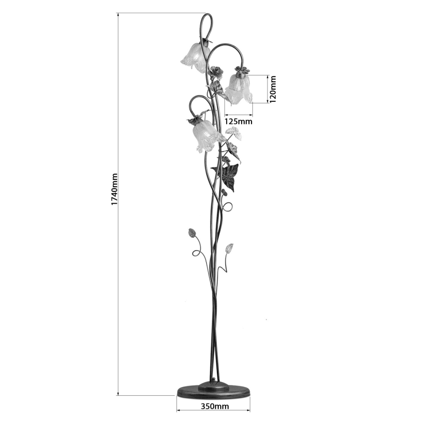 Stojací lampa KATERINA 3xE14/40W/230V muránské sklo