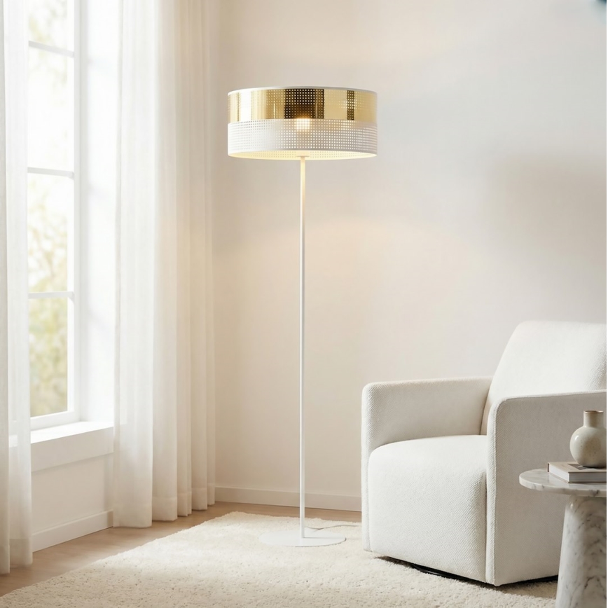 Stojací lampa LUX 1xE27/15W/230V bílá/zlatá