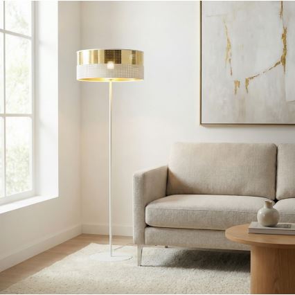 Stojací lampa LUX 1xE27/15W/230V bílá/zlatá