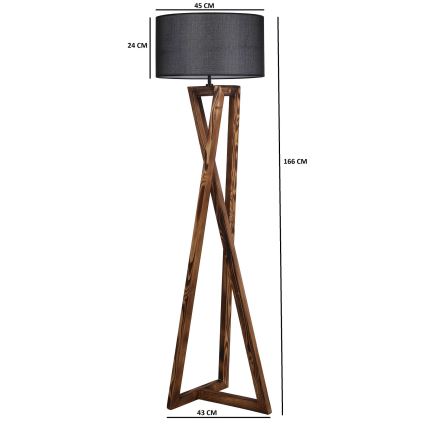 Stojací lampa MACKA 1xE27/60W/230V černá/hnědá