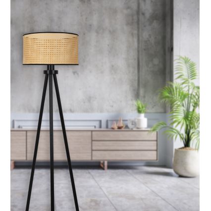 Stojací lampa ROLLER 1xE27/15W/230V ratan/černá