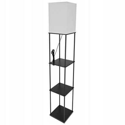 Stojací lampa s poličkami 1xE27/40W/230V 160 cm černá/bílá