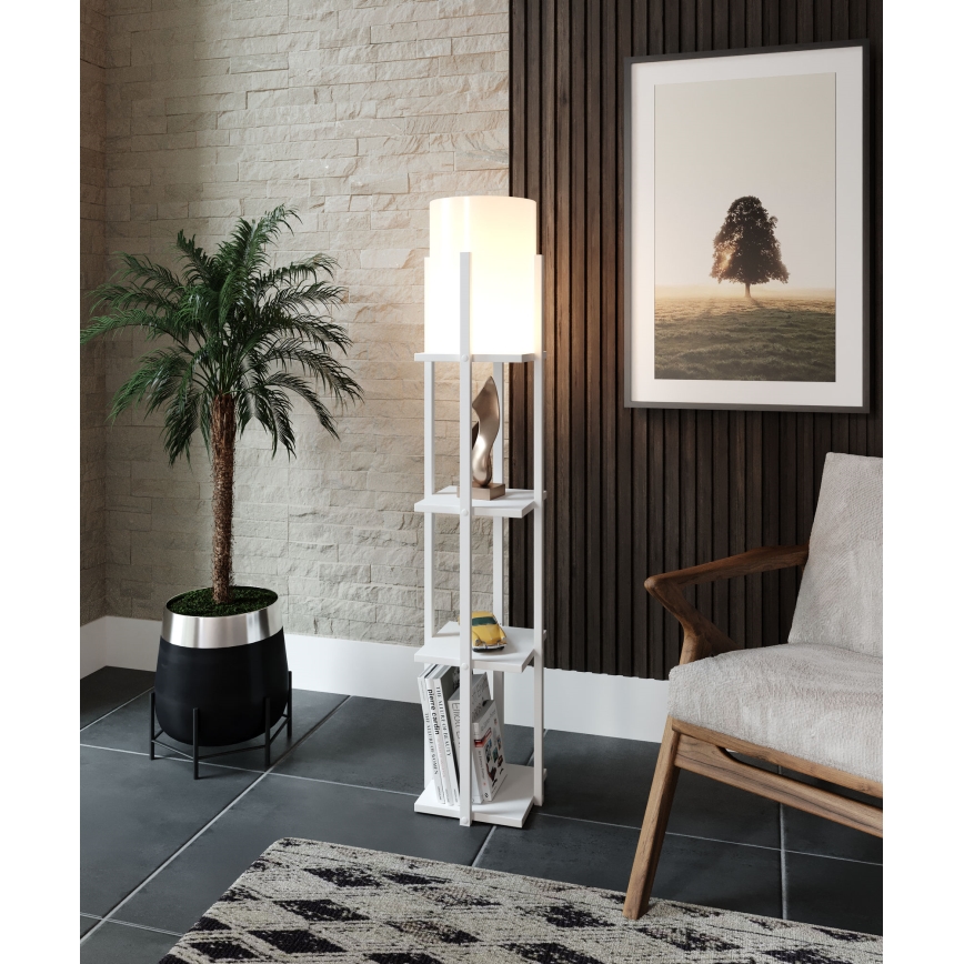 Stojací lampa s poličkami NORA 1xE27/40W/230V bílá