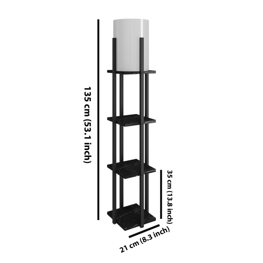 Stojací lampa s poličkami NORA 1xE27/40W/230V černá