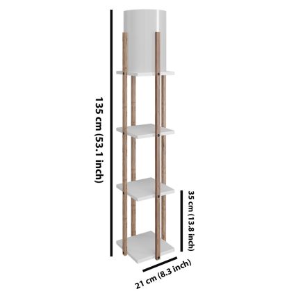 Stojací lampa s poličkami NORA 1xE27/40W/230V hnědá/bílá