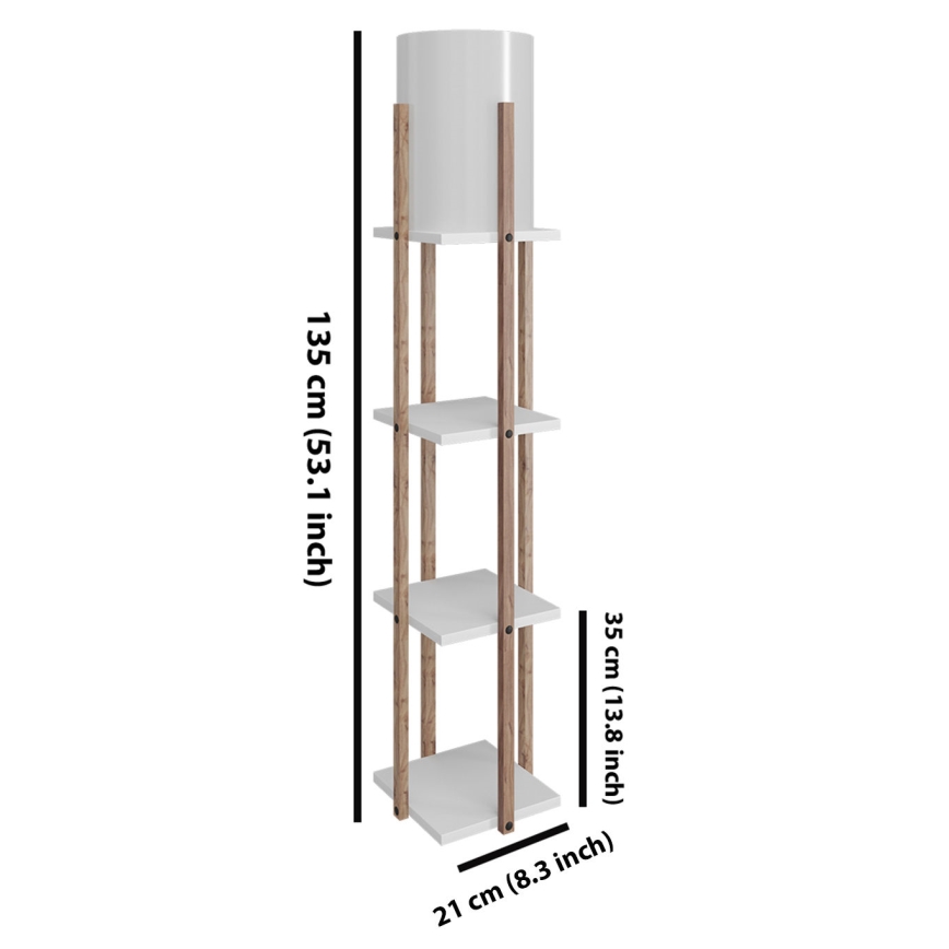 Stojací lampa s poličkami NORA 1xE27/40W/230V hnědá/bílá