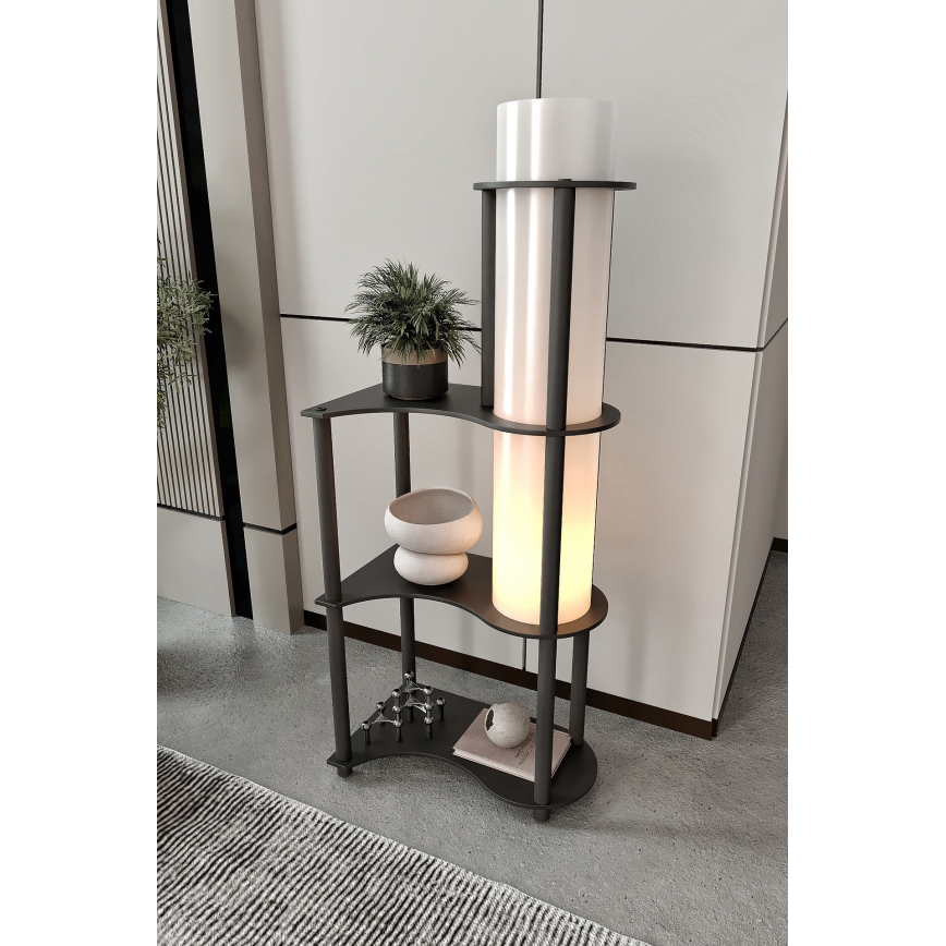 Stojací lampa s poličkami NOTO 1xE27/40W/230V černá