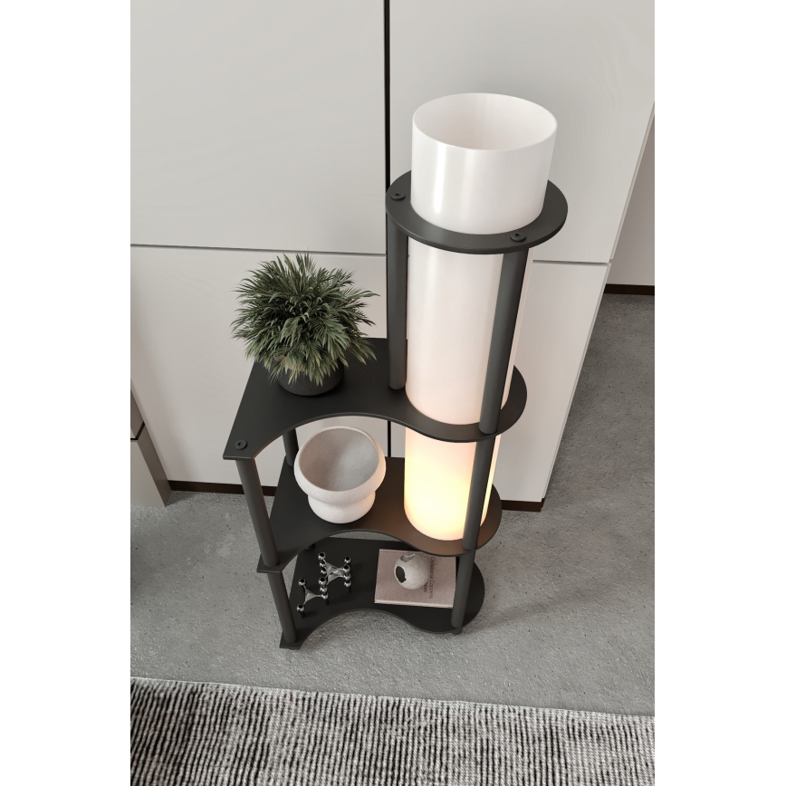 Stojací lampa s poličkami NOTO 1xE27/40W/230V černá