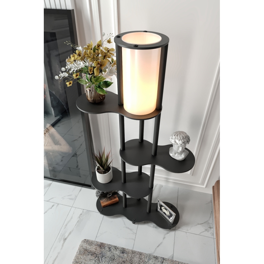 Stojací lampa s poličkami NOTO 1xE27/40W/230V černá
