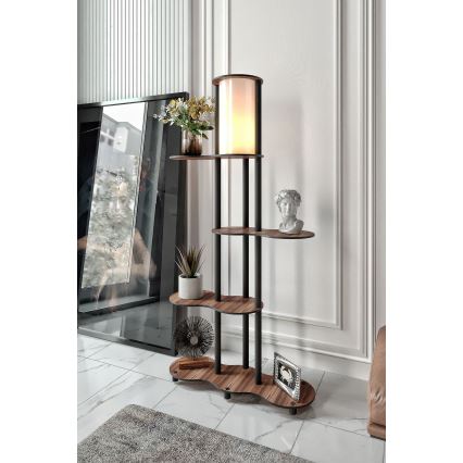 Stojací lampa s poličkami NOTO 1xE27/40W/230V hnědá/černá
