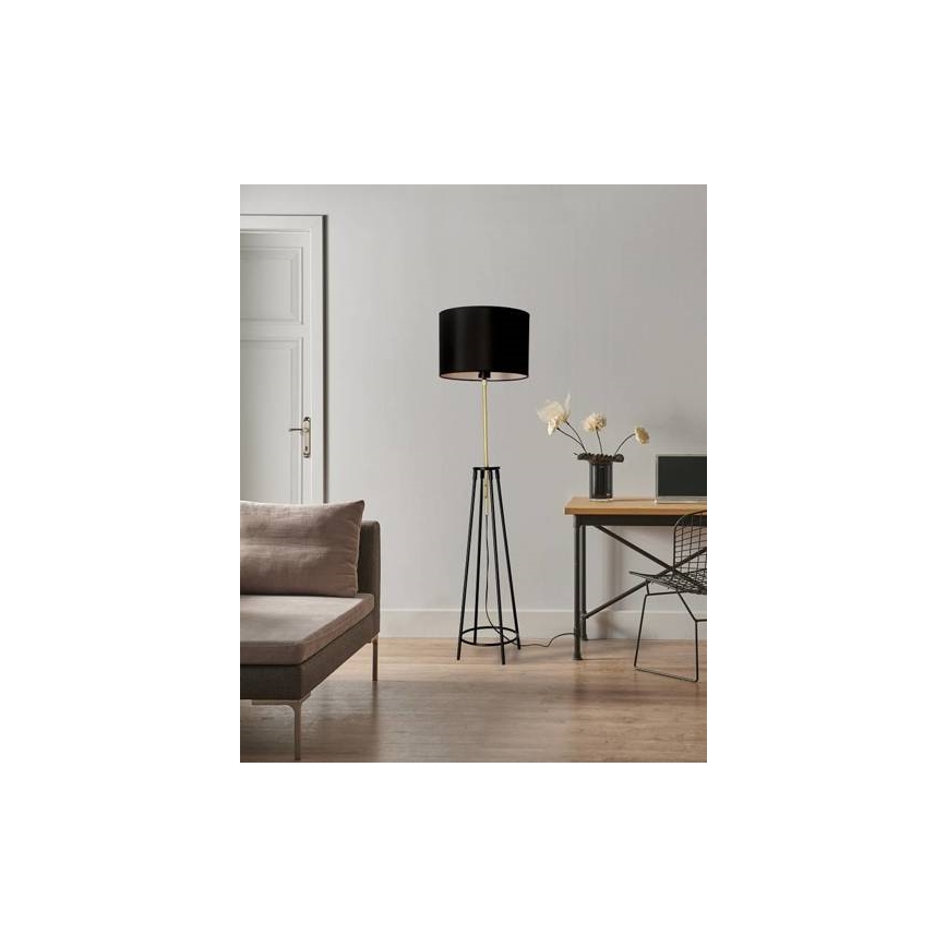 Stojací lampa TEGOLA 1xE27/60W/230V černá/zlatá